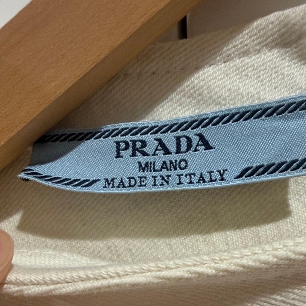 Prada Cream and Denim Designer Crop Top - Picture 4 of 6